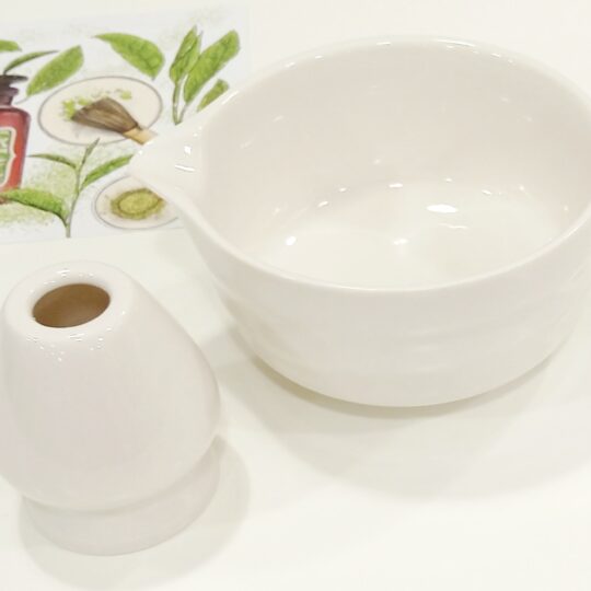 Bol Matcha y Soporte Chasen color blanco